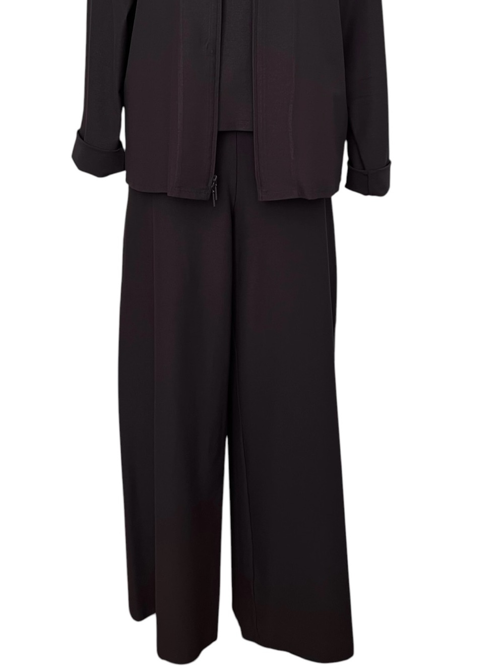 Eileen Fisher Brown Wide Leg Elastic Waist Leisurewear Travel Pant - Size Large